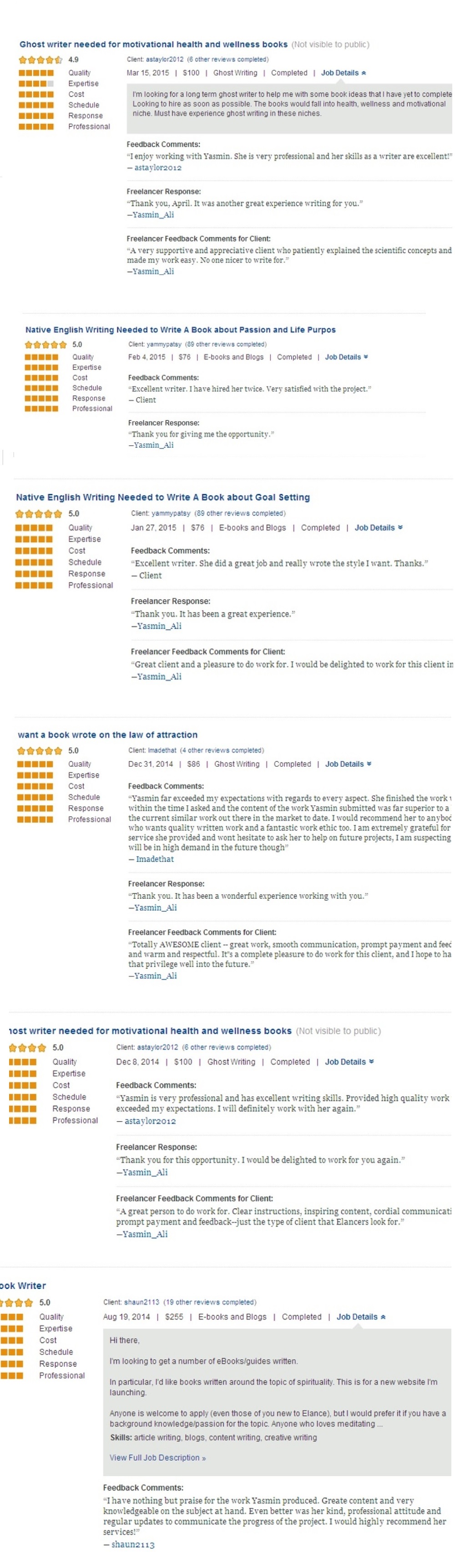 elance testimonials for website